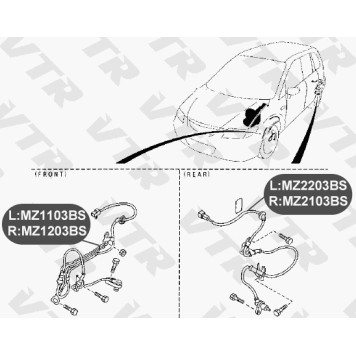 Датчик АБС задней подвески, левый VTR MZ2203BS-1