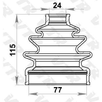 Чехол ШРУС переднего привода, наружный (смазка+хомуты) VTR MZ2501R-1