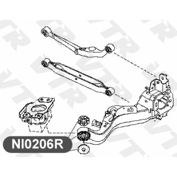 Сайлентблок полиуретановый рычага задней подвески (с шайбами) VTR NI0206RP-1