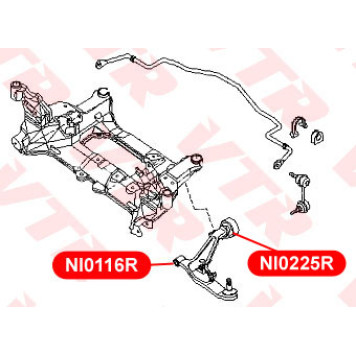 Сайлентблок рычага передней подвески, задний (без кронштейна) VTR NI0225R-1