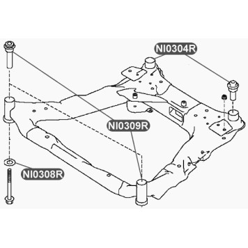 Сайлентблок подрамника передней подвески, передний VTR NI0309R-1