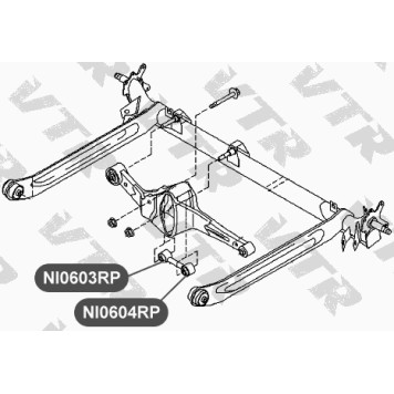 Сайлентблок полиуретановый поперечной тяги задней подвески, правый VTR NI0603RP-1