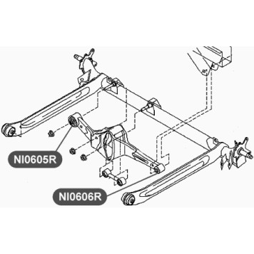 Сайлентблок поперечного рычага задней подвески, левый VTR NI0606R-1