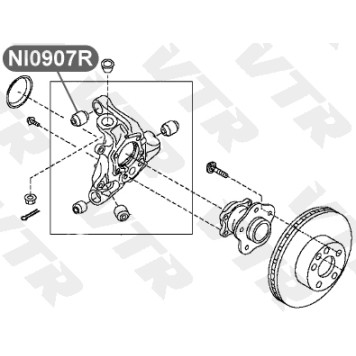 Сайлентблок цапфы задней подвески, верхний VTR NI0907R-1