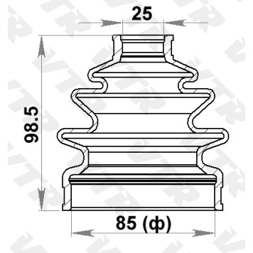 Чехол ШРУС переднего и заднего привода, внутренний и наружный (смазка+хомуты) VTR NI2401R-1