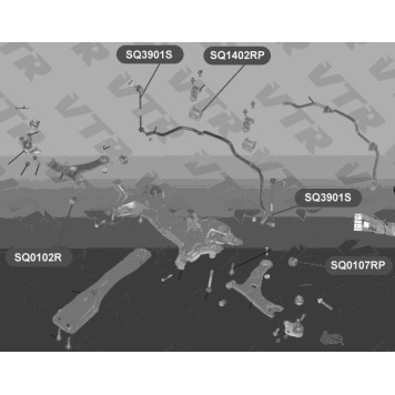 Сайлентблок полиуретановый рычага передней подвески, задний VTR SQ0107RP-1