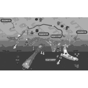 Сайлентблок полиуретановый рычага передней подвески, задний VTR SQ0111RP-1