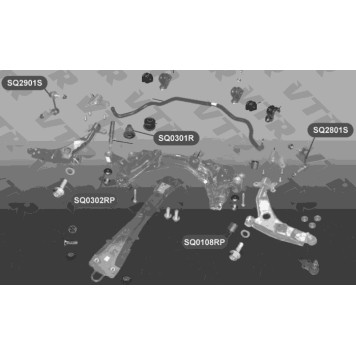 Сайлентблок полиуретановый подрамника передней подвески, задний VTR SQ0302RP-1
