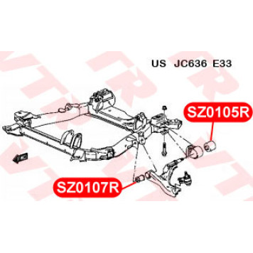 Сайлентблок рычага передней подвески, задний (без кронштейна) VTR SZ0105R-2