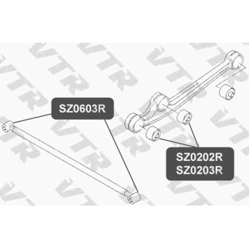 Сайлентблок полиуретановый рычага задней подвески, задний VTR SZ0202RP-1