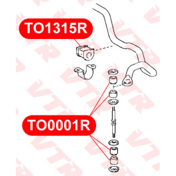 Втулка полиуретановая стабилизатора передней и задней подвесок, универсальная VTR TO0001RP-3