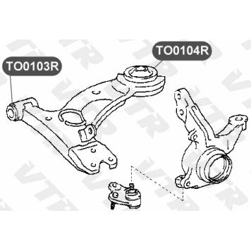 Сайлентблок нижнего рычага передней подвески, задний VTR TO0104R-1