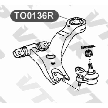 Сайлентблок полиуретановый нижнего рычага передней подвески, задний VTR TO0136RP-1