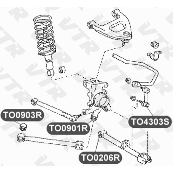 Сайлентблок полиуретановый цапфы задней подвески, нижний VTR TO0901RP-1