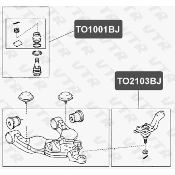 Опора шаровая верхнего рычага передней подвески VTR TO1001BJ-1