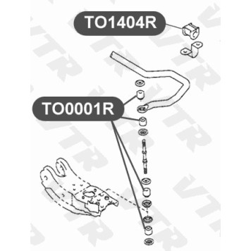 Втулка стабилизатора передней подвески, внутренняя VTR TO1404R-1