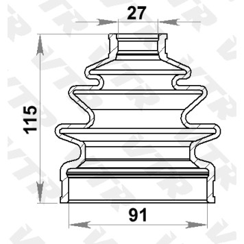 Чехол ШРУС переднего привода, внутренний (смазка+хомуты) VTR TO2402R-1