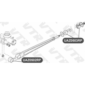 Сайлентблок полиуретановый продольной тяги передней подвески VTR UAZ0502RP-1