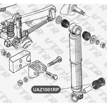 Втулка полиуретановая амортизатора передней и задней подвесок, нижняя VTR UAZ1001RP-1