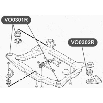 Сайлентблок подрамника передней подвески, задний VTR VO0302R-1