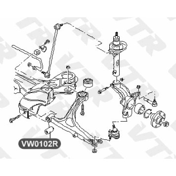 Сайлентблок нижнего рычага передней подвески, передний VTR VW0102R-1
