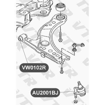 Сайлентблок нижнего рычага передней подвески, передний VTR VW0102R-2
