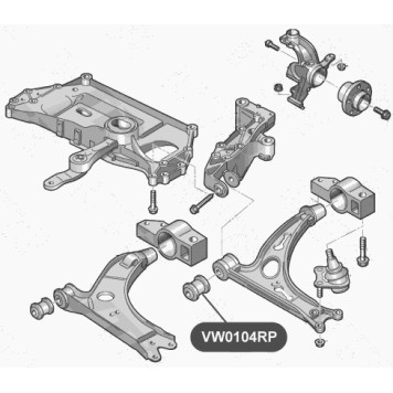 Сайлентблок полиуретановый рычага передней подвески, передний VTR VW0104RP-1