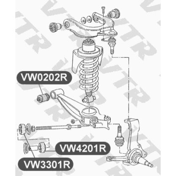 Сайлентблок нижнего рычага задней подвески, внутренний (рессоры, задний) VTR VW0202R-1