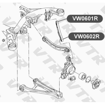 Сайлентблок поперечной тяги задней подвески, наружний VTR VW0602R-1