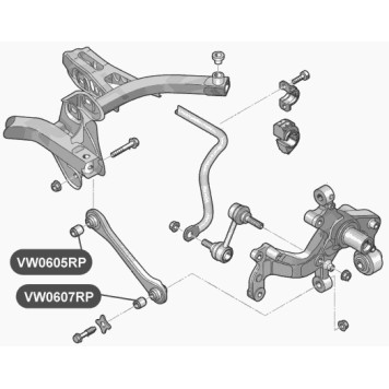 Сайлентблок полиуретановый поперечного рычага задней подвески VTR VW0607RP-1