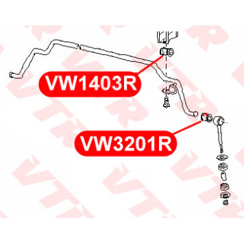 Втулка стабилизатора передней подвески, внутренняя VTR VW1403R-1