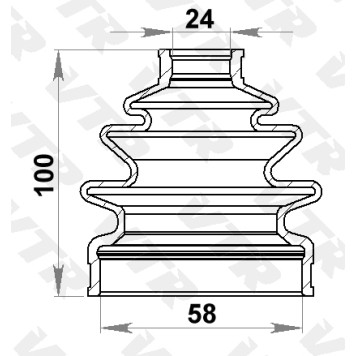 Чехол ШРУС переднего привода, внутренний (смазка+хомуты) VTR VW2401R-1