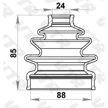 Чехол ШРУС переднего привода, наружный (смазка+хомуты) VTR VW2501R-1