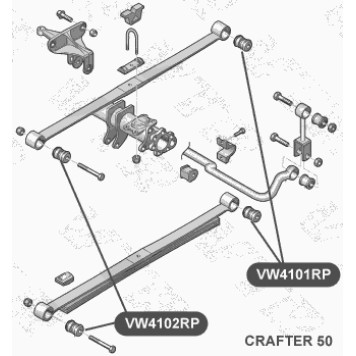 Сайлентблок полиуретановый рессоры задней подвески VTR VW4101RP-2