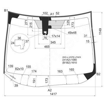 Стекло лобовое в клей HONDA CIVIC 4D SEDAN 11- <b>XYG 2HC-L-VCPS LFW/X</b>