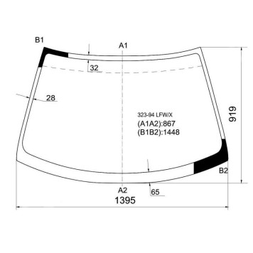 Стекло лобовое в клей MAZDA 323 F 5D HB / LANTIS / ASTINA 4D / COUPE 93-98 <b>XYG 323-94 LFW/X</b>