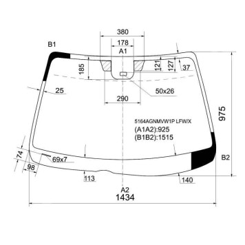 Стекло лобовое в клей MAZDA 6 02-07 4 / 5D HBK / WGN <b>XYG 5164AGNMVW1P LFW/X</b>
