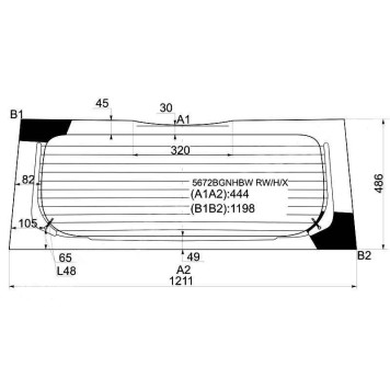 Стекло заднее (крышка багажника) с обогревом MITSUBISHI COLT 5D 04-08 <b>XYG 5672BGNHBW RW/H/X</b>