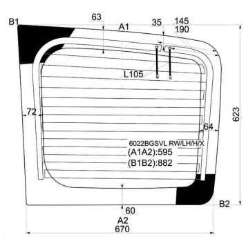 Стекло заднее (распашной двери) левое с обогревом RENAULT TRAFIC / OPEL VIVARO / NISSAN PRIMASTAR 01- <b>XYG 6022BGSVL RW/LH/H/X</b>