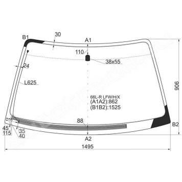 Стекло лобовое с обогревом щеток в клей SUBARU LEGACY / OUTBACK 98-03 4 / 5D <b>XYG 66L-R LFW/H/X</b>