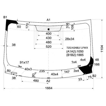 Стекло лобовое в клей RENAULT TRAFIC / OPEL VIVARO / NISSAN PRIMASTAR 2001- <b>XYG 7252AGNBLV LFW/X</b>