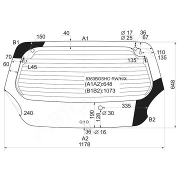 Стекло заднее (крышка багажника) с обогревом TOYOTA AYGO 05- 3 / 5D <b>XYG 8363BGSHO RW/H/X</b>