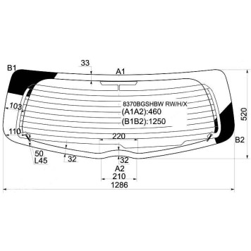 Стекло заднее (крышка багажника) с обогревом в клей TOYOTA YARIS / VITZ 3 / 5D HBK 05-10 <b>XYG 8370BGSHBW RW/H/X</b>