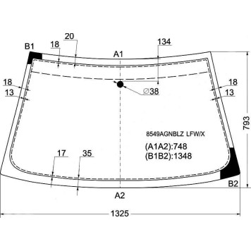 Стекло лобовое в клей VOLKSWAGEN POLO CLASSIC 95-99 / CADDY 96-04 / CORDOBA 93-99 <b>XYG 8549AGNBLZ LFW/X</b>