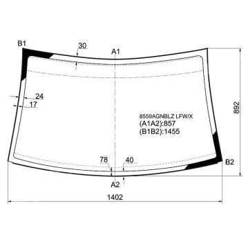 Стекло лобовое в клей VOLKSWAGEN NEW BEETLE 2D HB 97- (молдинг) (ЖУК) <b>XYG 8559AGNBLZ LFW/X</b>