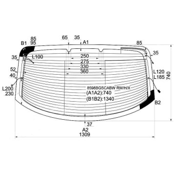 Стекло заднее (крышка багажника) с обогревом VOLKSWAGEN PASSAT CC 2008- <b>XYG 8598BGSCABW RW/H/X</b>