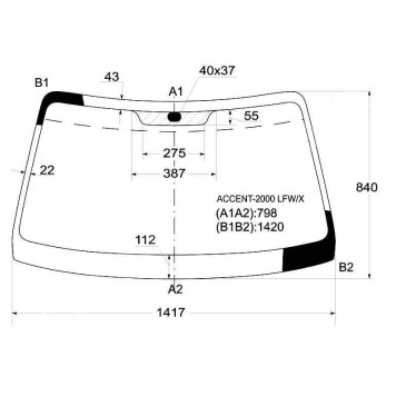 Стекло лобовое в клей HYUNDAI ACCENT / VERNA сборка Россия 00-06 3 / 4 / 5D <b>XYG ACCENT-2000 LFW/X</b>