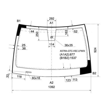 Стекло лобовое в клей OPEL ASTRA GTC 3D HBK 2005- (молдинг) <b>XYG ASTRA-GTC-VSC LFW/X</b>
