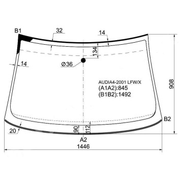 Стекло лобовое в клей AUDI A4 / S4 4 / 5D 01-07 <b>XYG AUDIA4-2001 LFW/X</b>