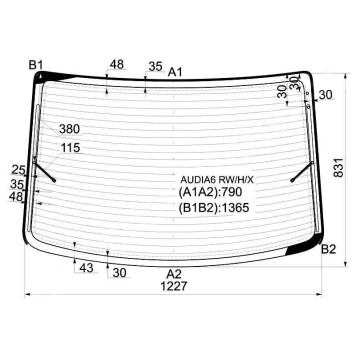 Стекло заднее с обогревом AUDI A6 4D SEDAN 97- (молд) <b>XYG AUDIA6 RW/H/X</b>